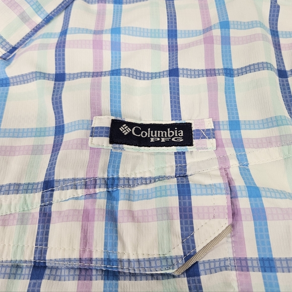 Columbia PFG Plaid Vented Fishing Shirt Short Sleeve Men's Size Large Multicolor - Picture 3 of 12